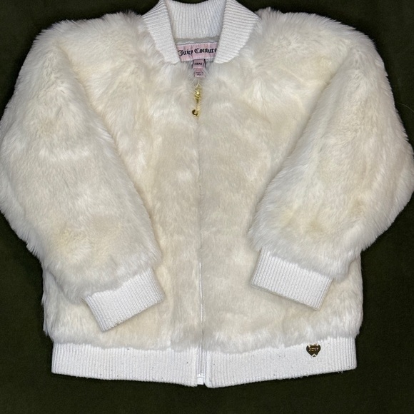 Juicy Couture Cream Faux Fur Bomber Jacket size 18 months